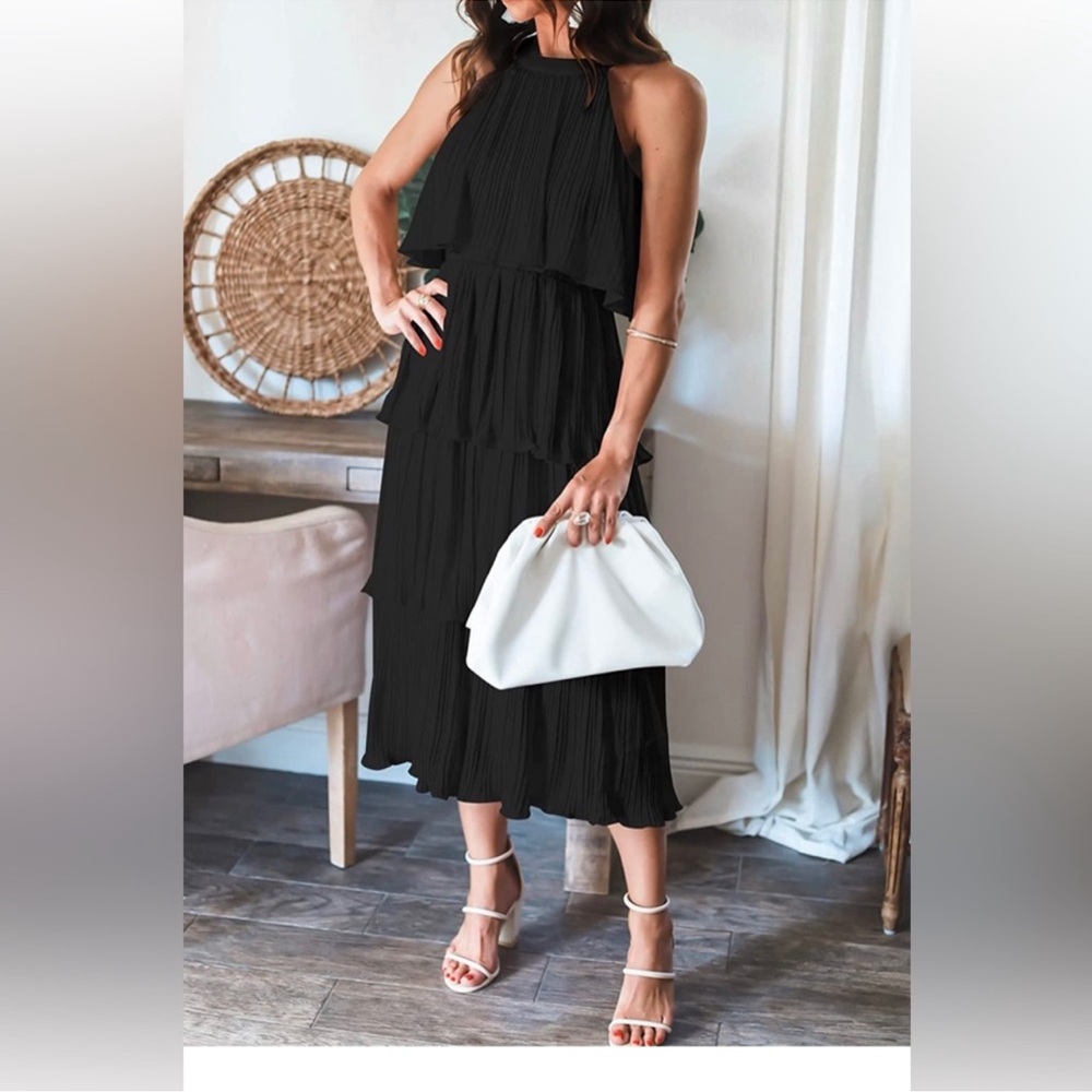 Elegant Black Halter Dress